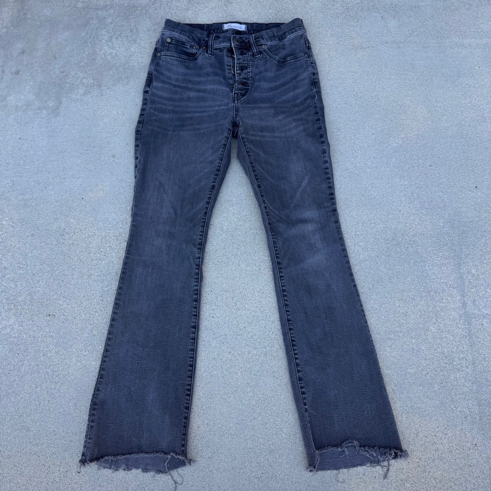 Madewell Cali Demi Bootcut Jeans Faded Black Button Fly Womens Size 28